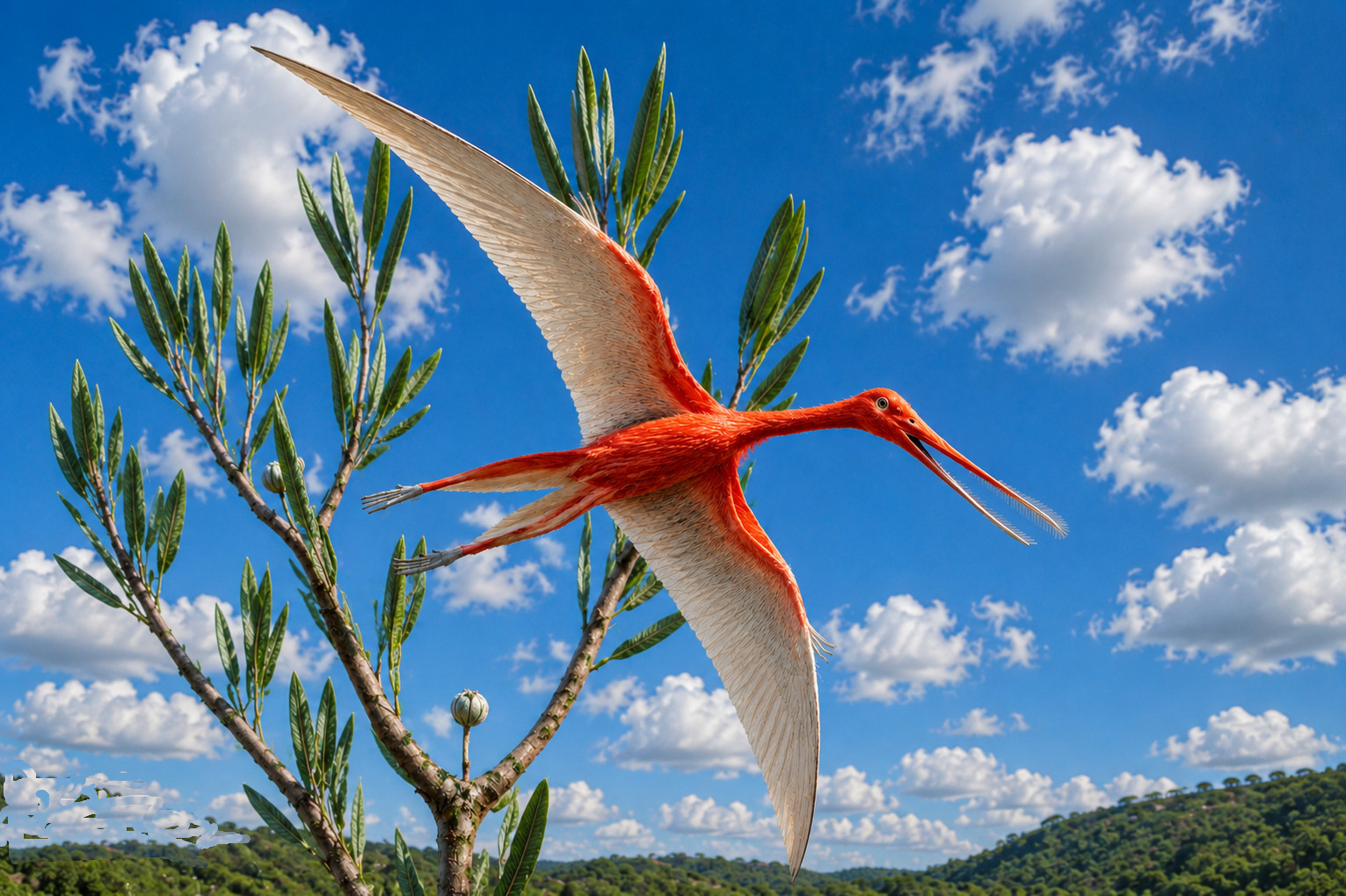 A small red pterosaur