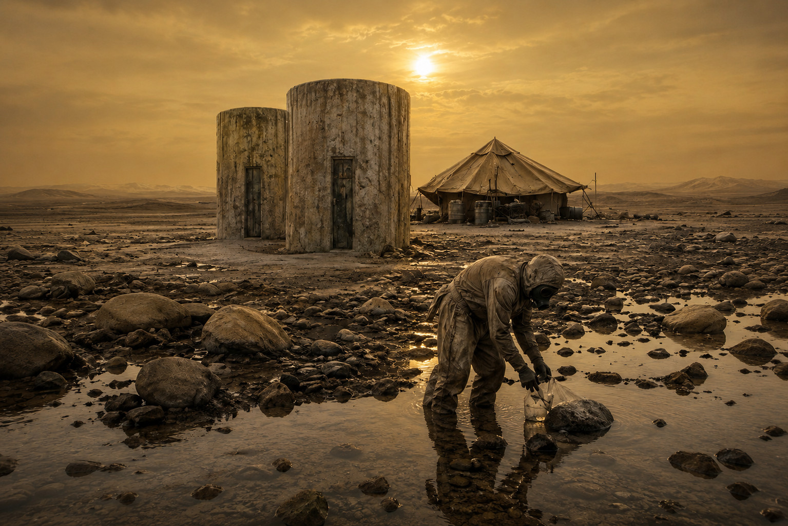 A gatherer collects specimens