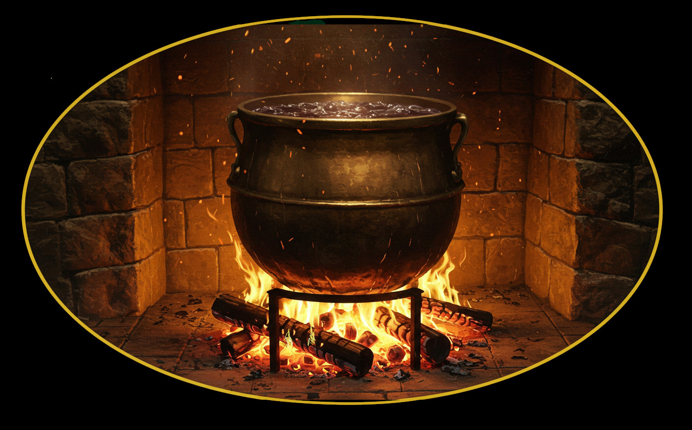 Cauldron over a Fire