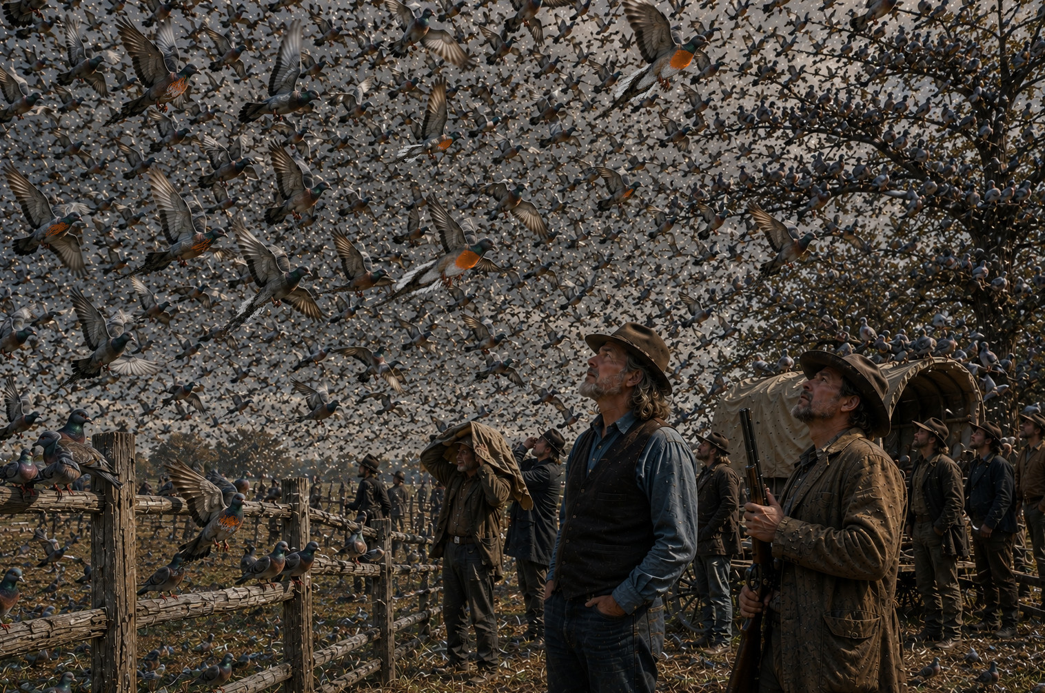a great flock of passenger pigeons